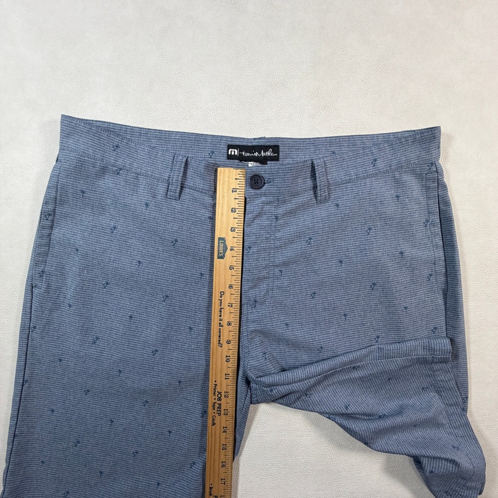 Travis Mathew Mens Blue Palm Tree Print Golf Shorts Size 36 Heathered Hybrid - Picture 5 of 12